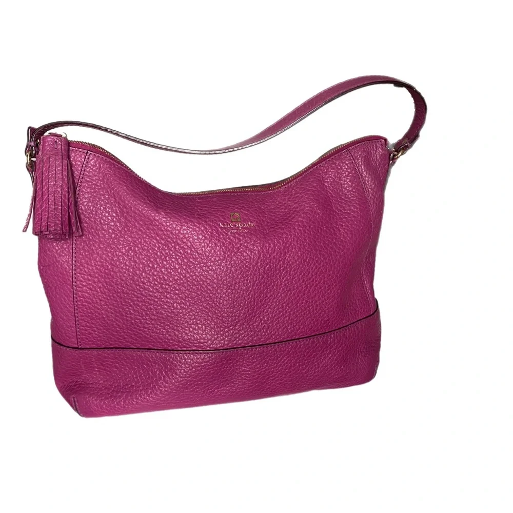 Kate Spade Fuchsia Pebble Leather Hobo Bag. - Picture 4 of 12
